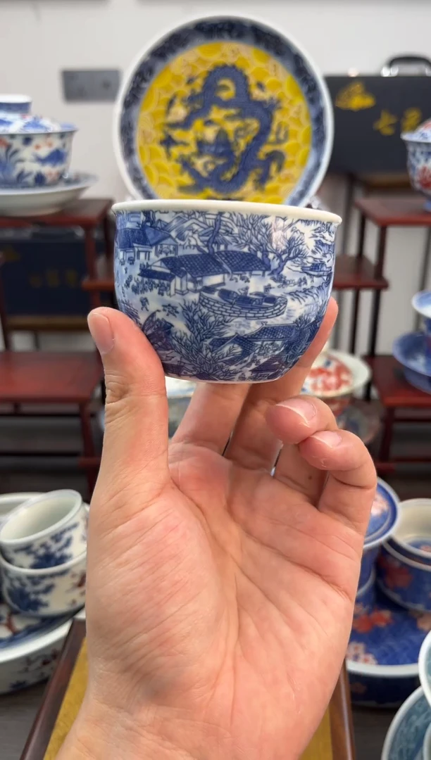 【闪购商品】茶器认准景德镇高温釉下彩@清明上河图缸杯