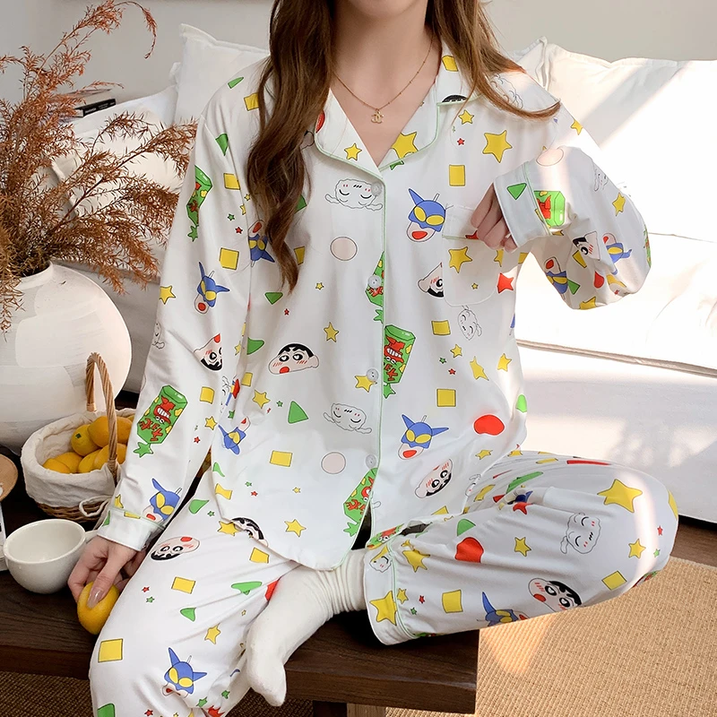 睡衣女士春款网红可爱卡通可外穿2024新款女士春秋薄款家居服套装