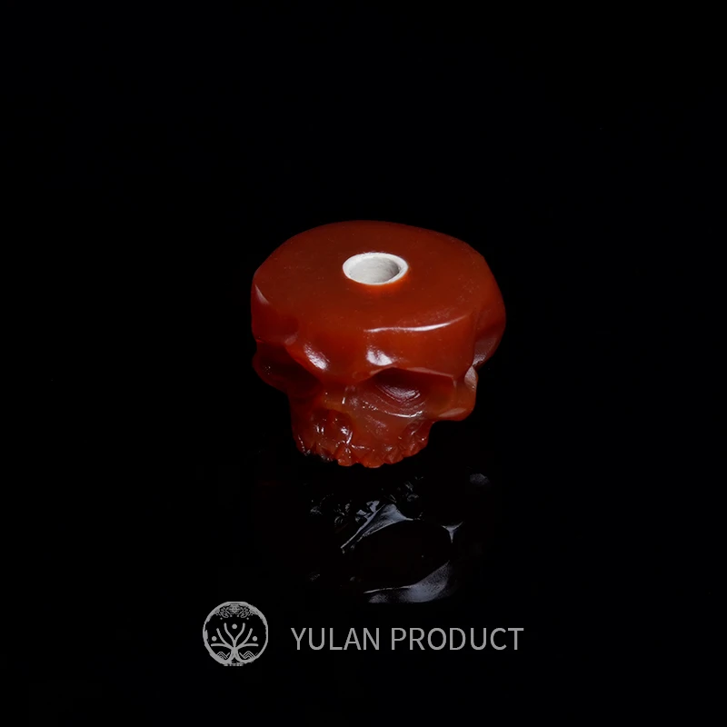 钰澜文玩红玛瑙骷髅隔片11mm一颗-精工雕刻藏传手工改文玩多样性