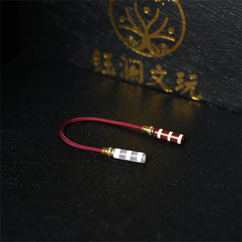 钰澜文玩玛瑙红白弟子珠一对4mm红白弟子珠创意精品diy纹理多样性