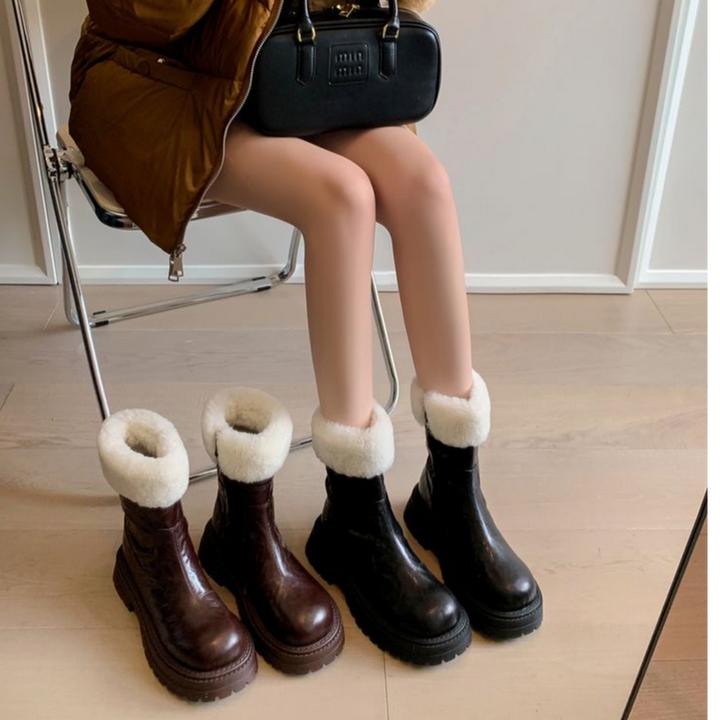 ZHIYU秋冬暖和保暖  加厚毛毛保暖 厚底短筒女靴5CM