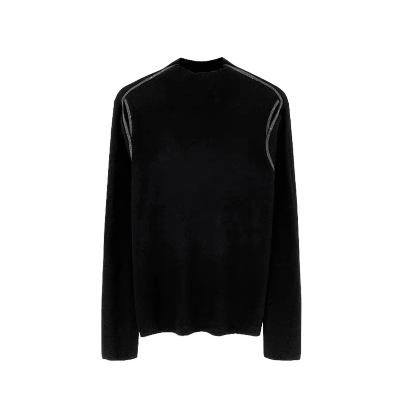 小宜原初 微露肩针织打底衫女秋冬新款修身小心机半高领套头长袖