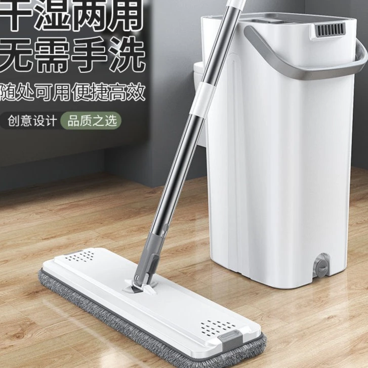 加大厚刮刮乐拖把懒人家用平板拖布免手洗拖地神器加厚带桶