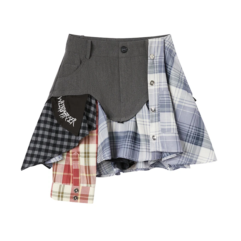 阿星格纹半身裙赵昭仪【废土风穿搭】复古拼接显瘦半裙W424A01080女