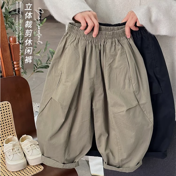 版型好穿老爹裤~儿童宽松哈伦裤小童男童百搭字母贴标休闲长裤秋