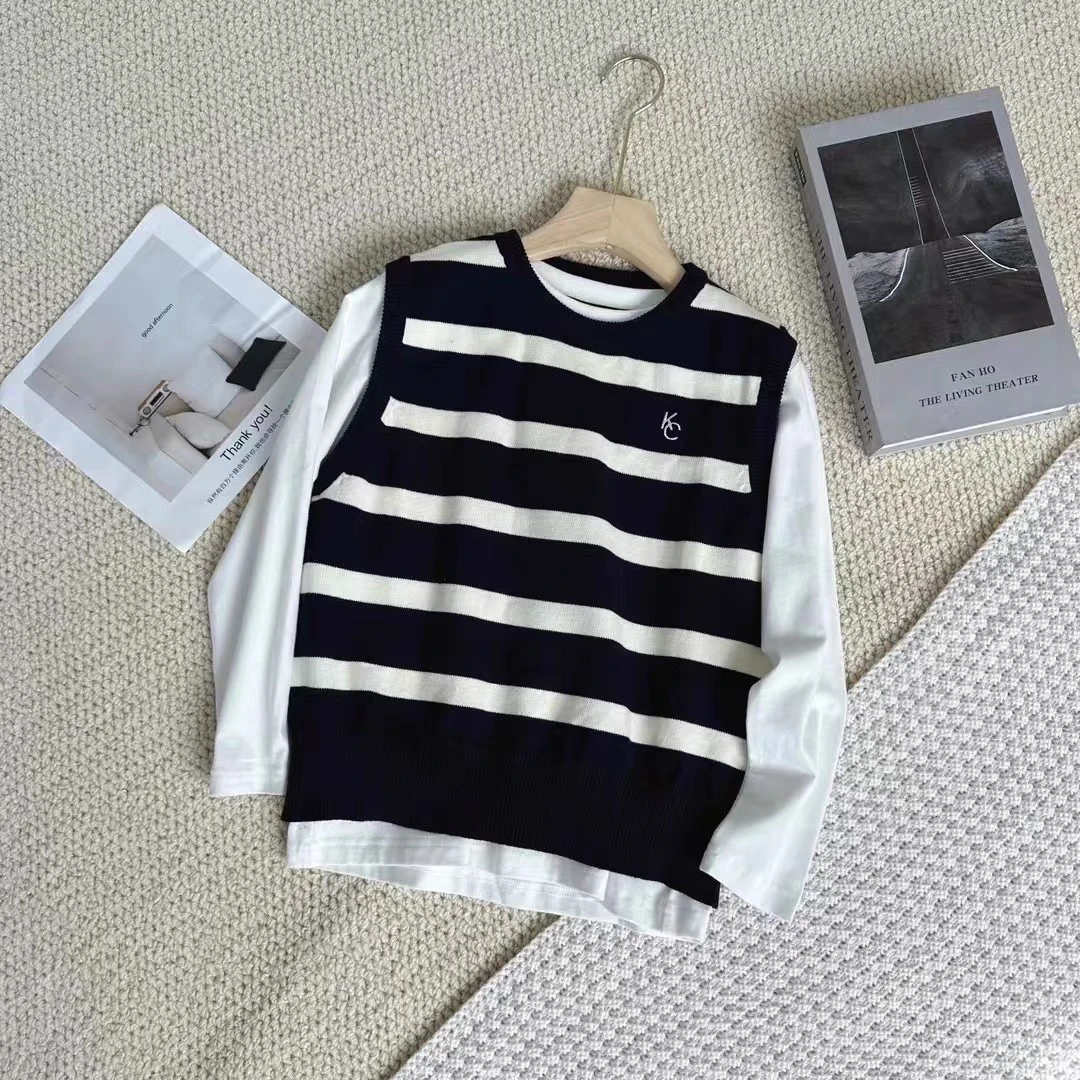 纯棉亲子条纹背心