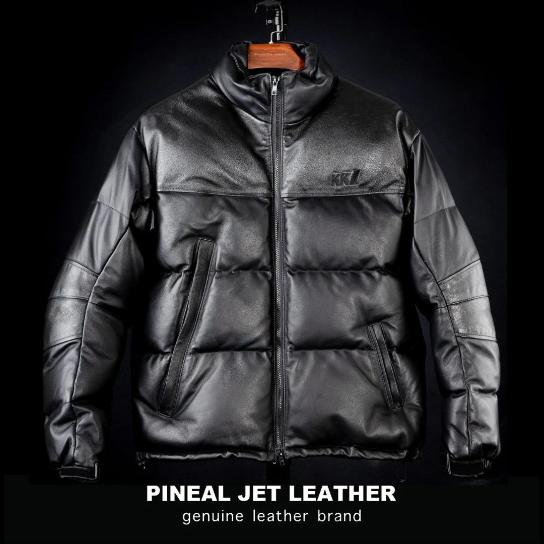 PJL冬季时尚大号男款扩版潮流百搭羽绒休闲立领绵羊皮bea羽绒服