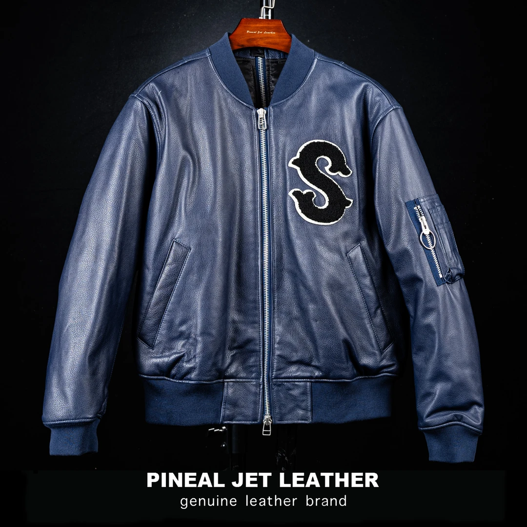 PJL新款男女同款百搭时尚咔叽风格羊皮拼色棒球服K