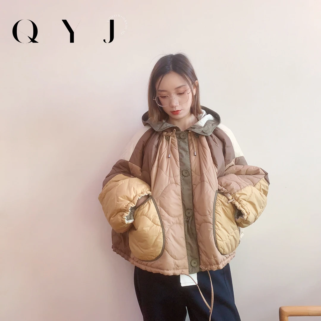 【QYJ棉服系】两面穿新雪丽斗篷拼色拼接绗缝工艺棉服