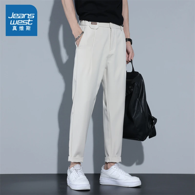 Jeanswest/真维斯秋冬直筒西裤男士宽松垂坠感九分百搭商务休闲裤