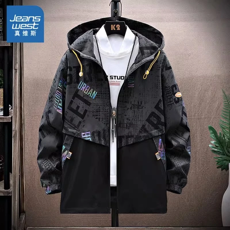 Jeanswest/真维斯工装夹克男士春秋季潮流加绒加厚冲锋衣外套大码