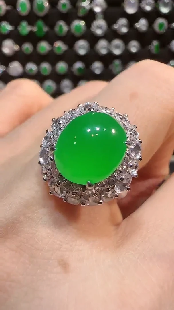 【闪购商品】翡翠戒指18K金镶嵌戒指