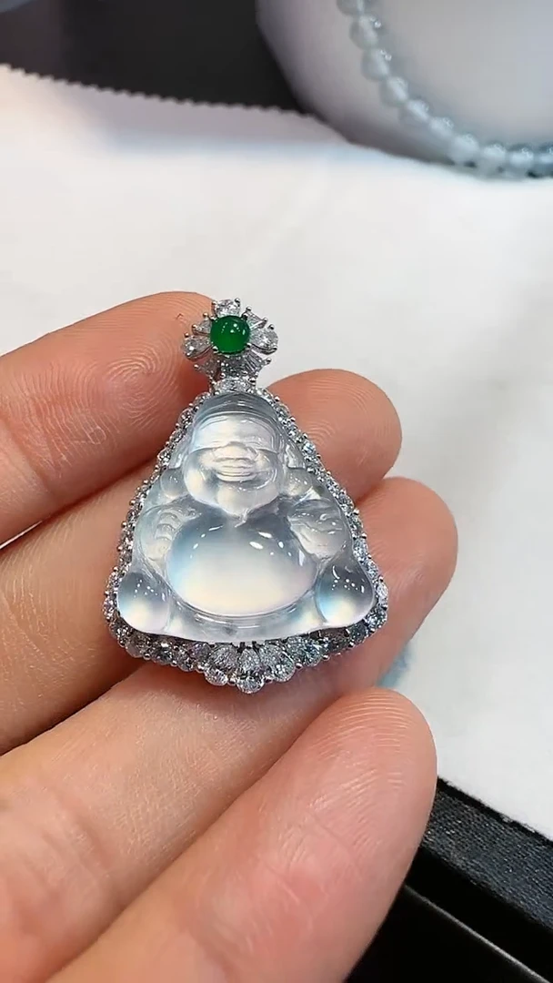 【闪购商品】翡翠吊坠(不含链)18K金镶嵌财神