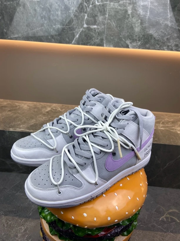 全新未使用 NIKE/耐克 dunk high灰紫ID款44.5码全新无盒