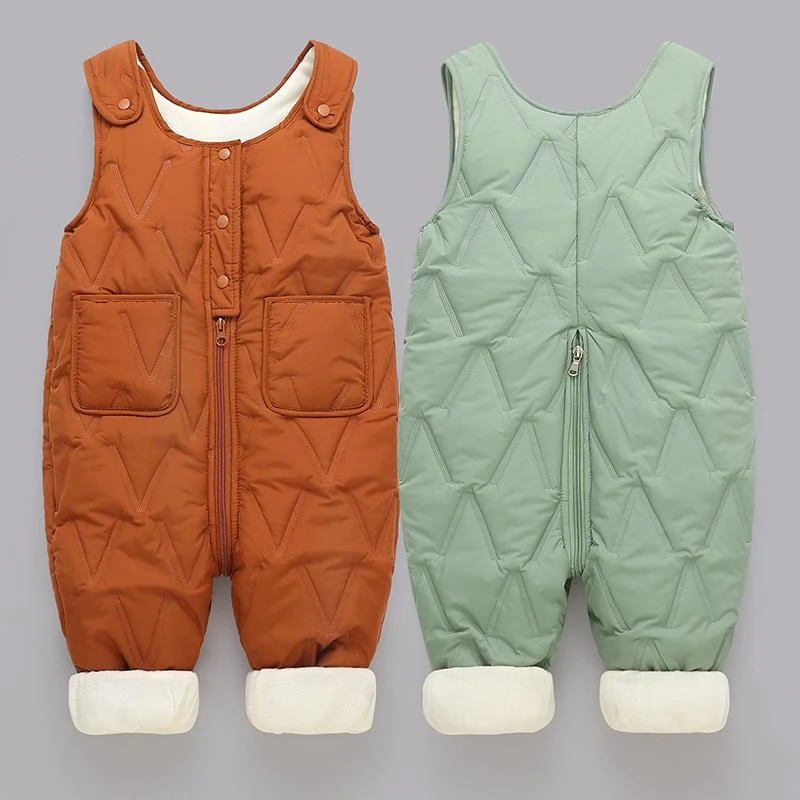 巴拉巴拉云朵儿童背带裤男童女童秋冬一体绒棉裤宝宝开档小童婴儿