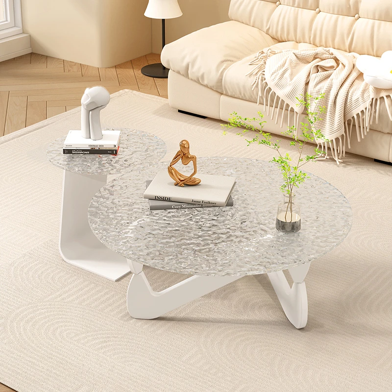 E1奶油风酒店客房茶几简约客厅家用小户型玻璃岩板网红组合意式
