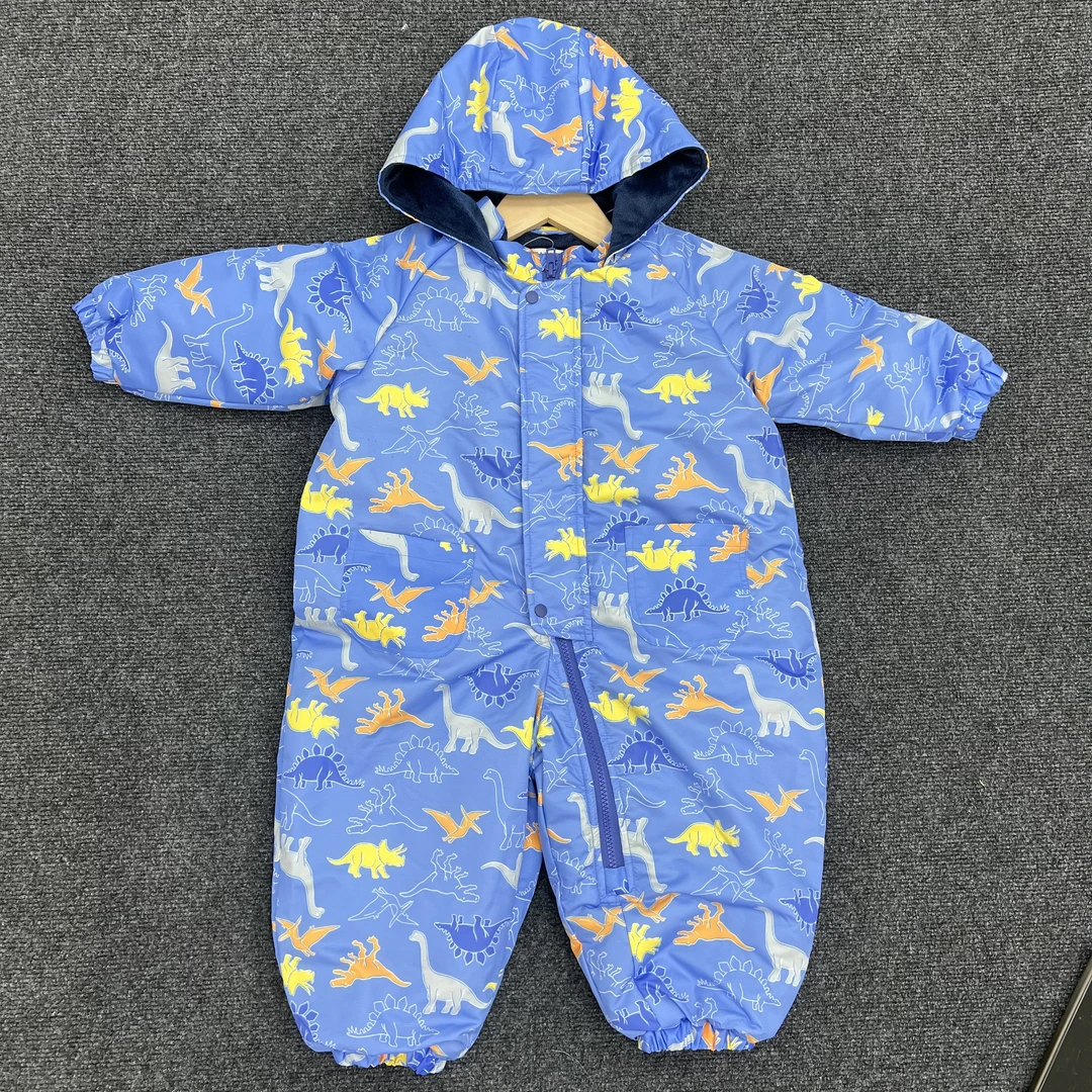 儿童连体蓝色恐龙保暖滑雪服