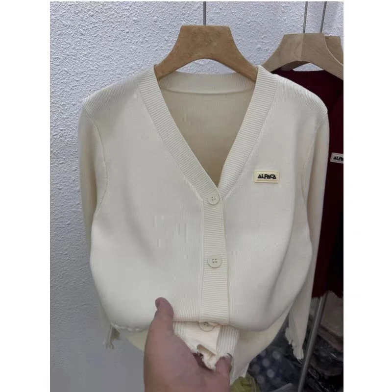 85370款慵懒风开衫毛衣外套女气质V领时尚百搭显瘦长袖上衣