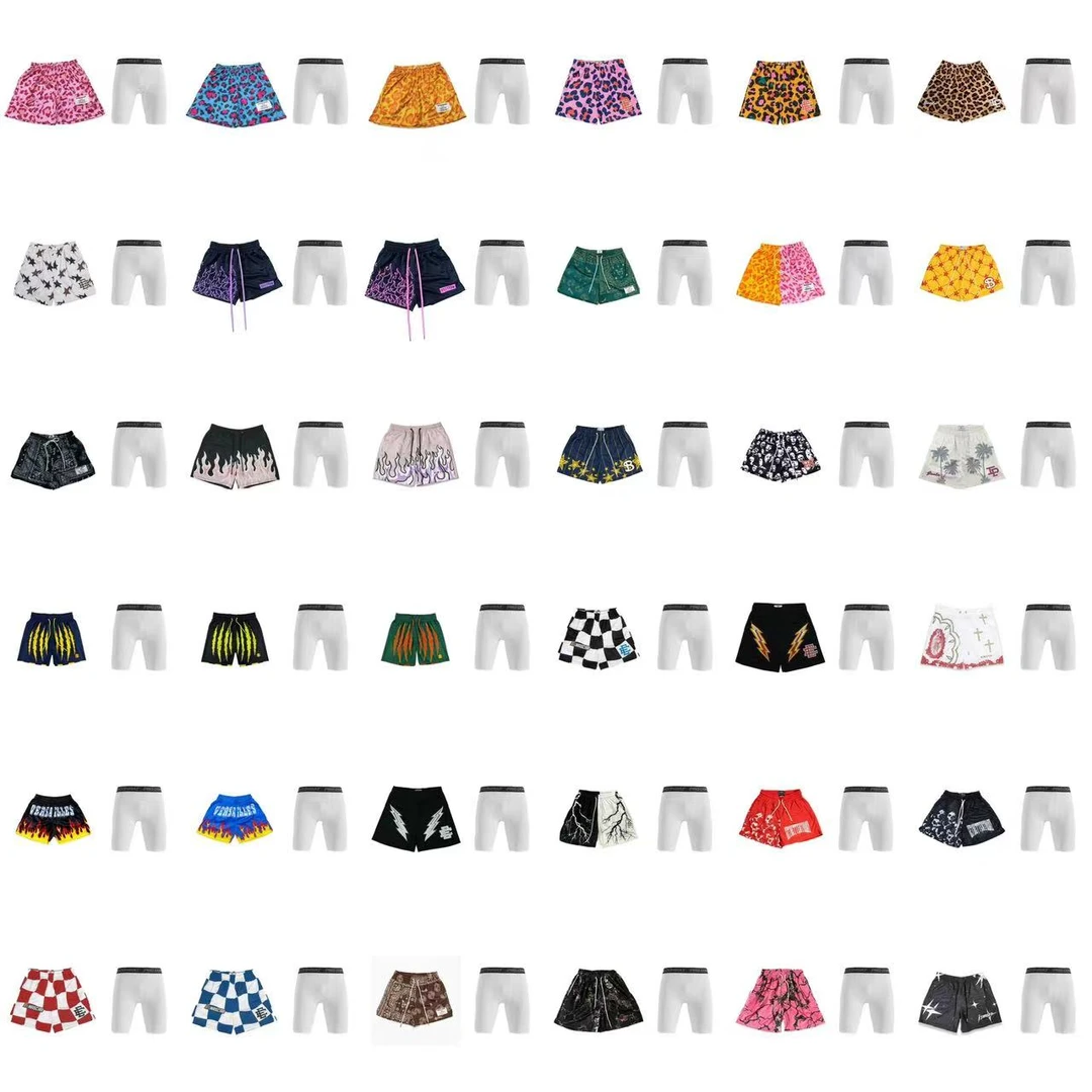 夏季新款火焰篮球带内衬短裤男生潮美式运动三分裤透气速干训练裤