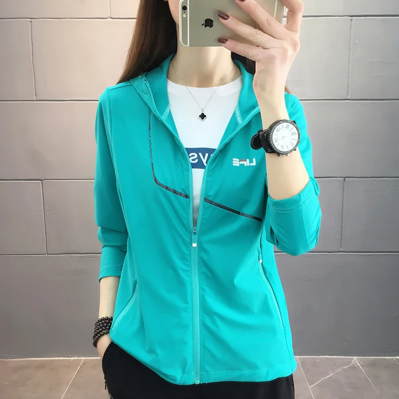 夏季户外防晒衣防紫外线皮肤衣女透气超薄防晒服运动风衣连帽上衣