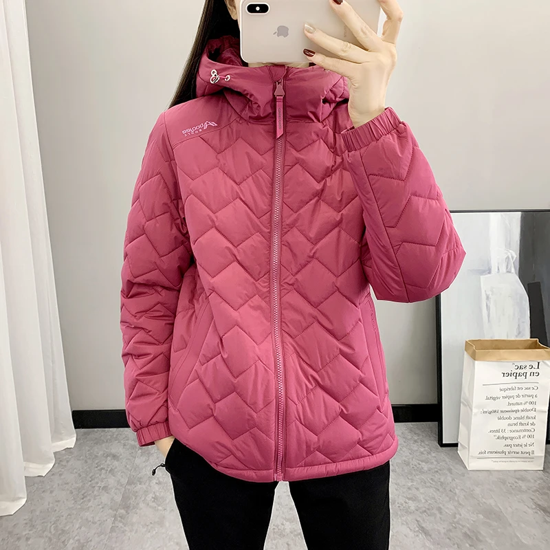 冬季女户外运动夹棉加绒加厚保暖连帽冲锋衣外套棉服防水防风棉衣