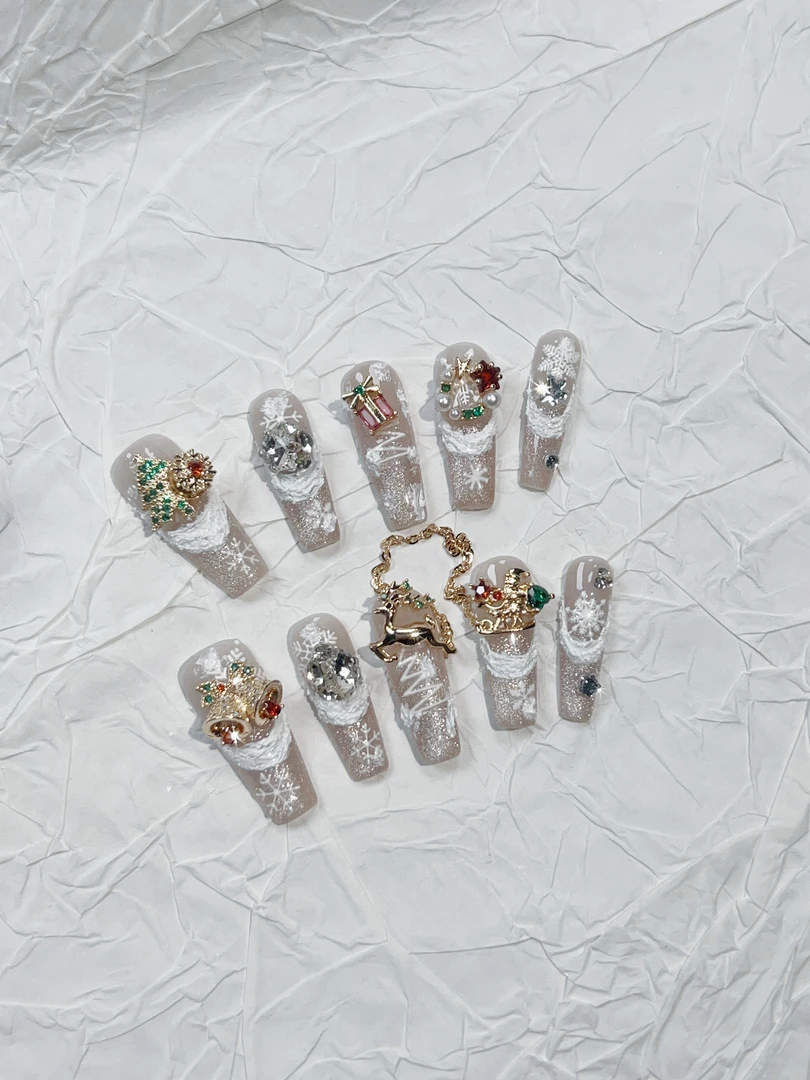 【宠宝】纯手工时尚气质带锆渐变女神质感穿戴甲