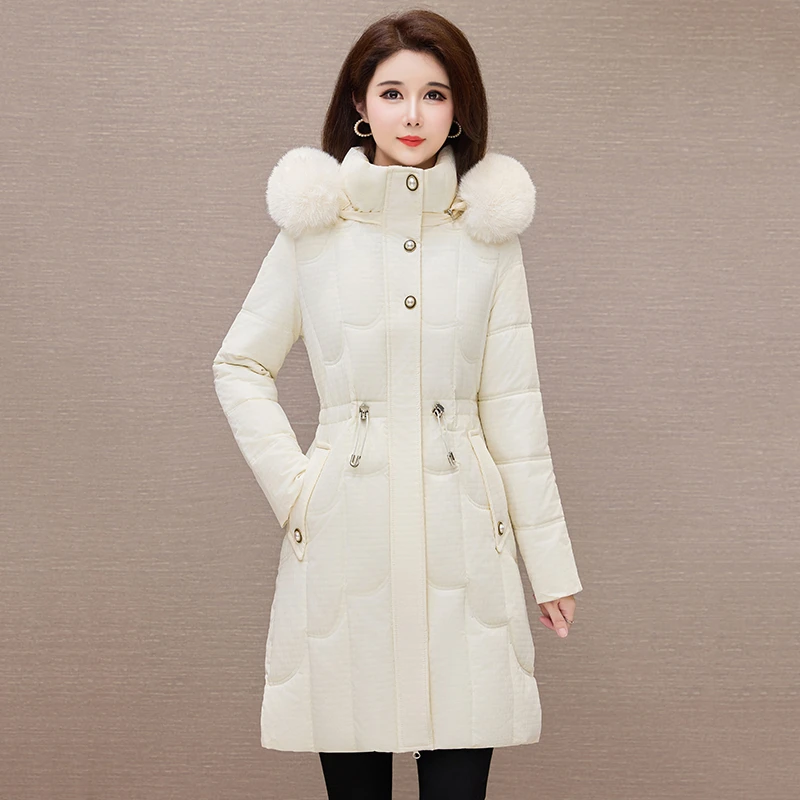 新款秋冬季棉服女中长款时尚潮流高档棉衣收腰显瘦显气质女士棉袄