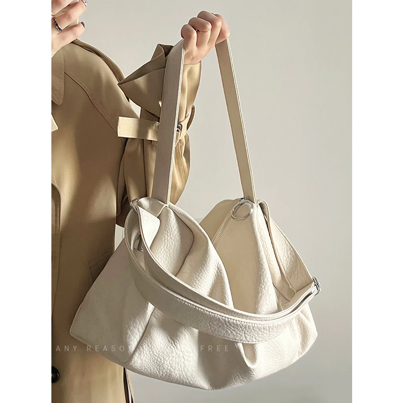 包包女斜挎包2025新款大容量pu软皮托特包高级感荔枝纹单肩通勤包