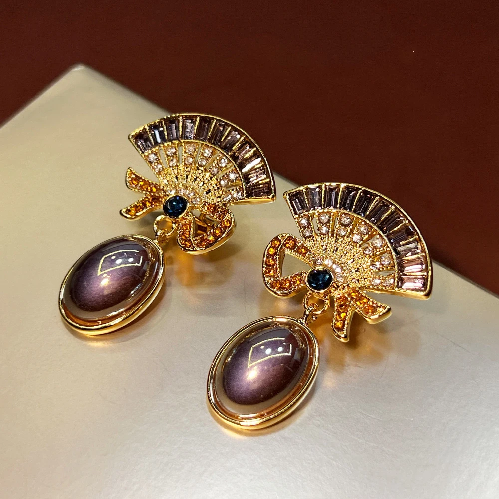 铜合金耳饰 【扇风情动】复古法式梦幻重工宫廷风-651