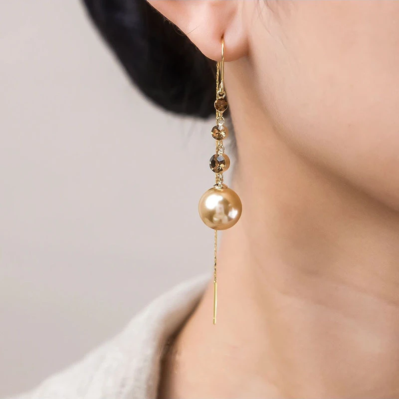 铜合金耳饰 【美拉德】轻奢气质时尚百搭优雅长款耳线-897