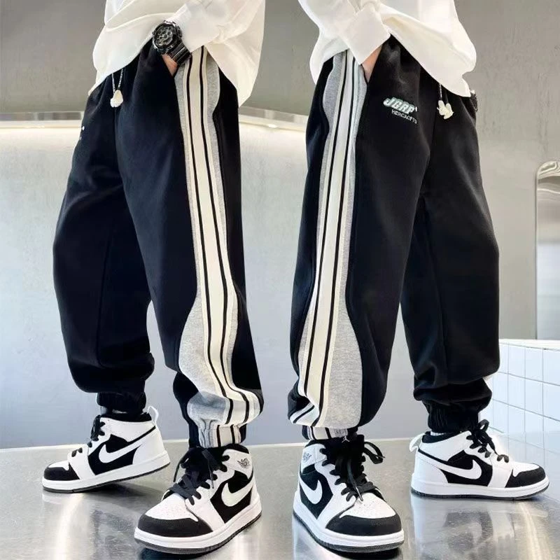 男童裤子秋季条纹男孩中大童运动裤春秋款儿童帅气童装休闲卫裤潮