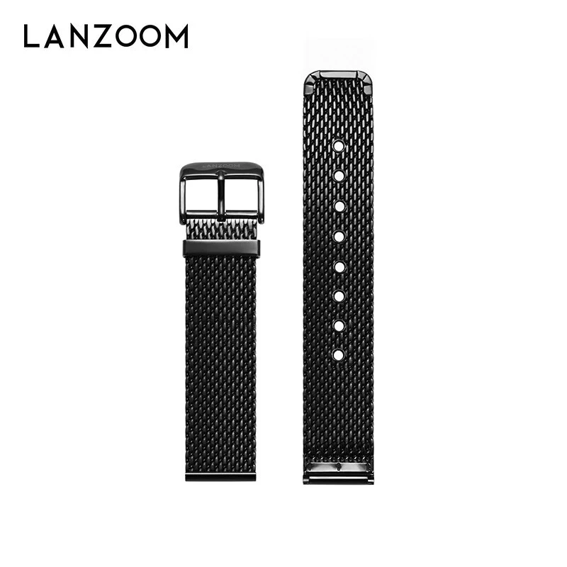 LANZOOM蓝族米兰网表带钢带男不锈钢表带手表钢带男表带配件轻奢