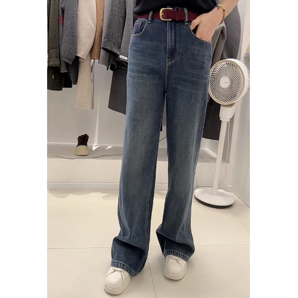 红腰带V刺绣加绒窄版阔腿裤冬季女裤百搭