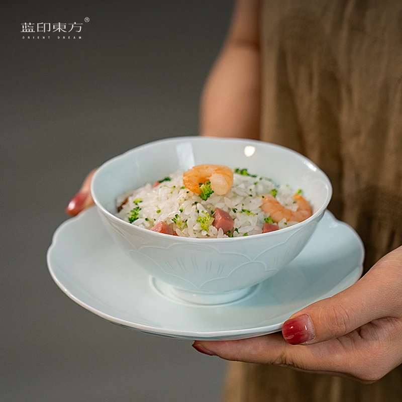 景德镇陶瓷饭碗高档碗碟盘子套装家用可微波4.5英寸饭碗