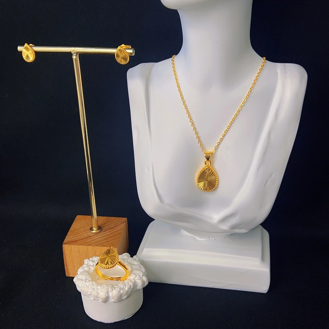 铜合金项链 哈尼西牧铜合金时尚三件套#0007569