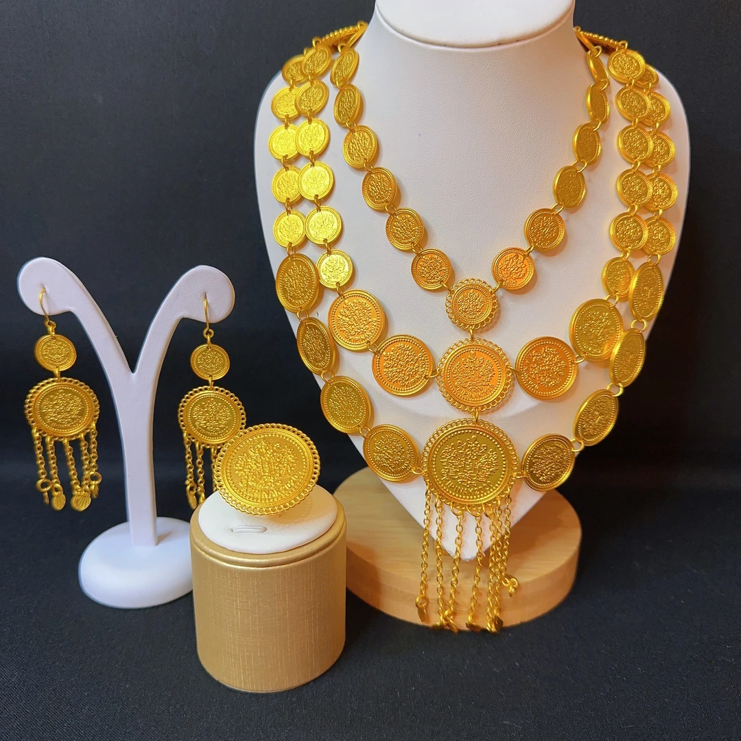 铜合金项链 哈尼西牧黄铜时尚华丽nipal三件套#0004878