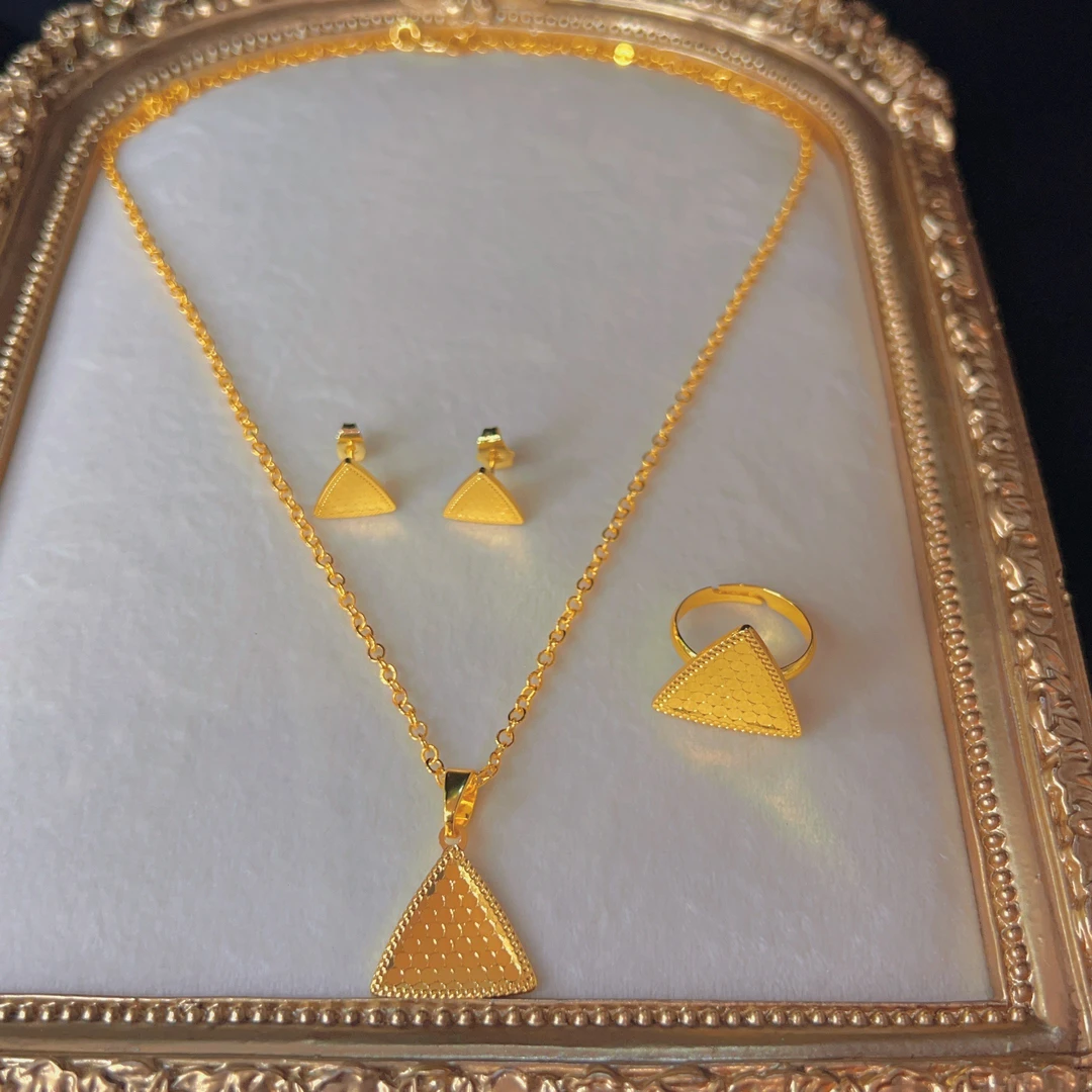 铜合金项链 哈尼西牧铜合金时尚三件套#0007190