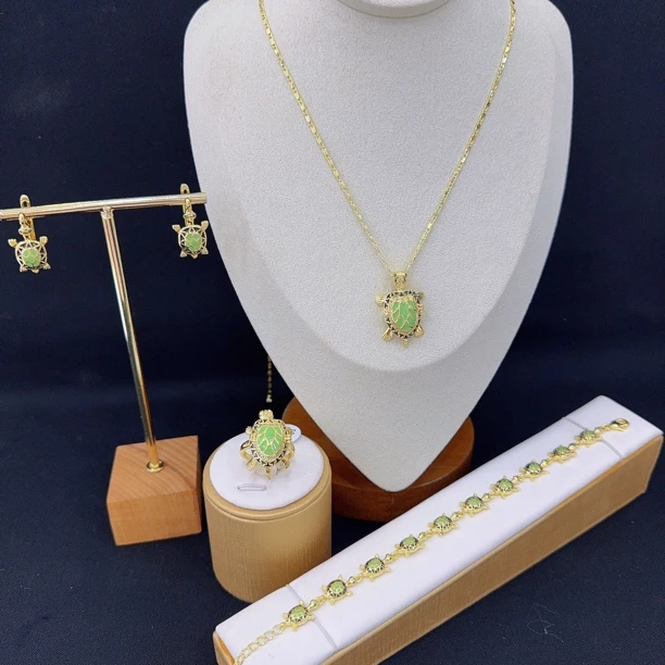 铜合金项链 哈尼西牧铜合金素款时尚别致四件套#0005573