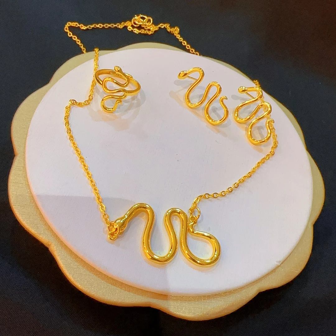 铜合金项链 哈尼西牧铜合金素款时尚三件套#0005125