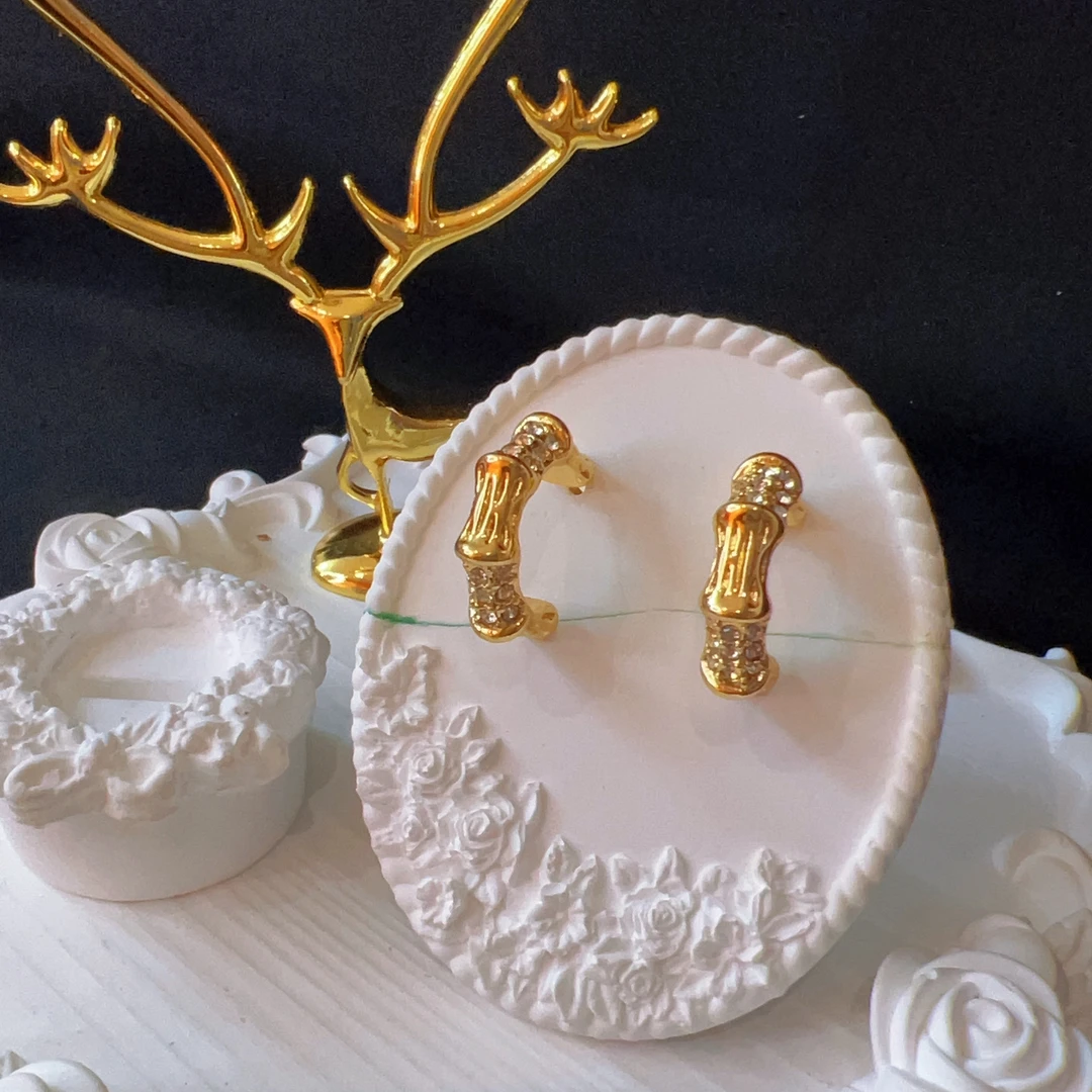 钛钢合成锆石耳饰 哈尼西牧钛钢时尚素款耳环#0005862