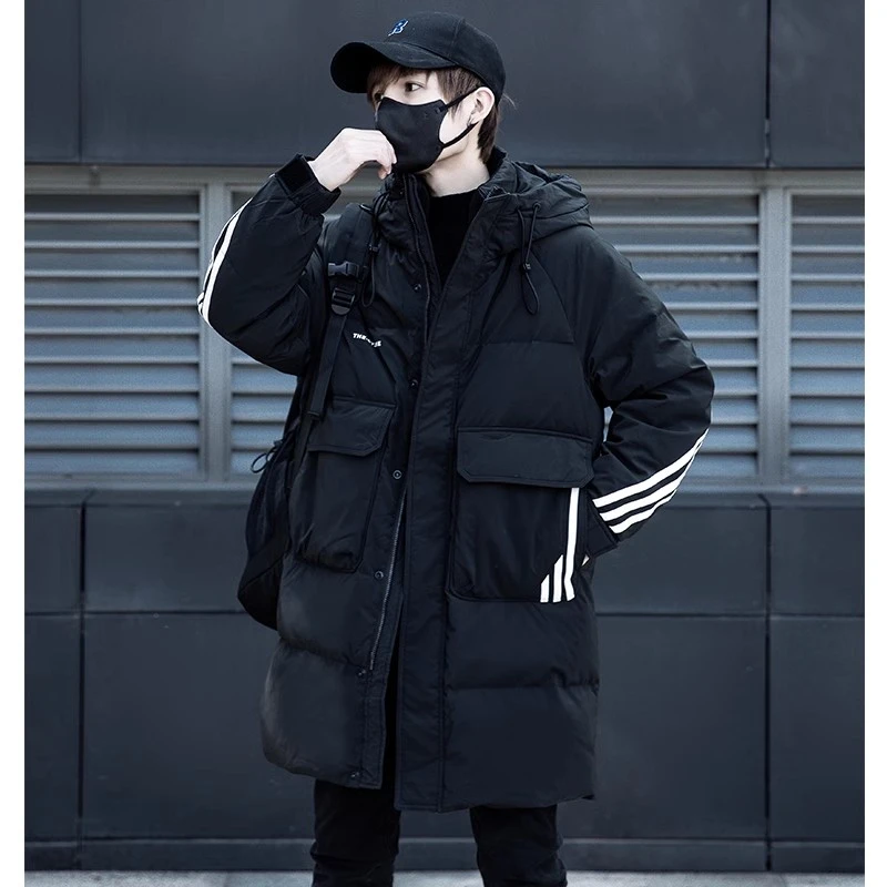 中长款男士羽绒服2024年冬季新款男生潮流长款外套保暖加厚青少年