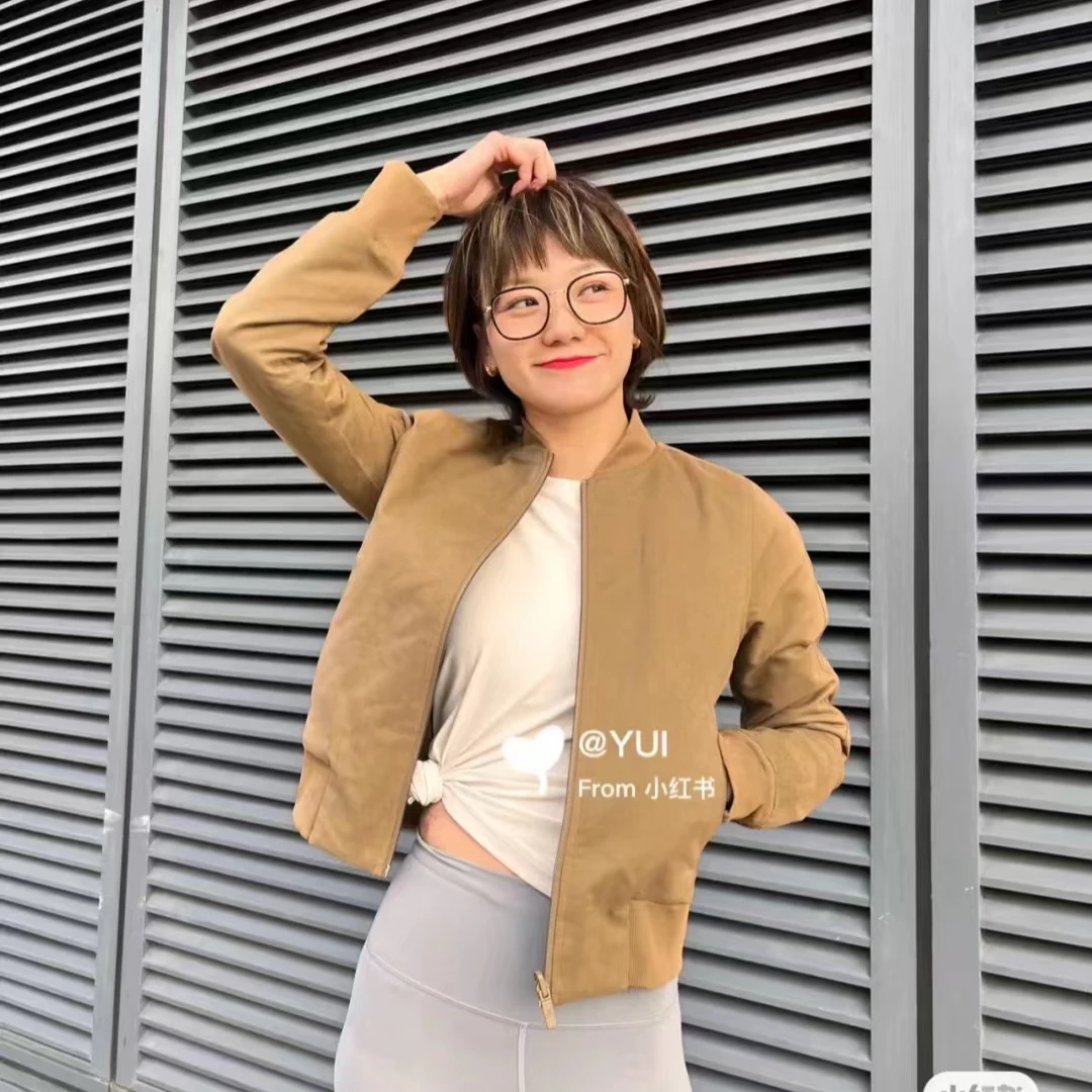 lu女士飞行员夹克户外运动健身夹克休闲百搭春秋长袖双面春季