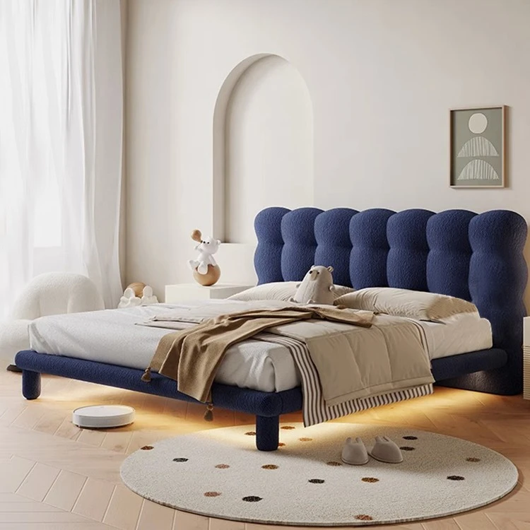 【钢木】泡泡床悬浮床大牌设计泰迪绒婴儿绒主卧布艺大床C1600