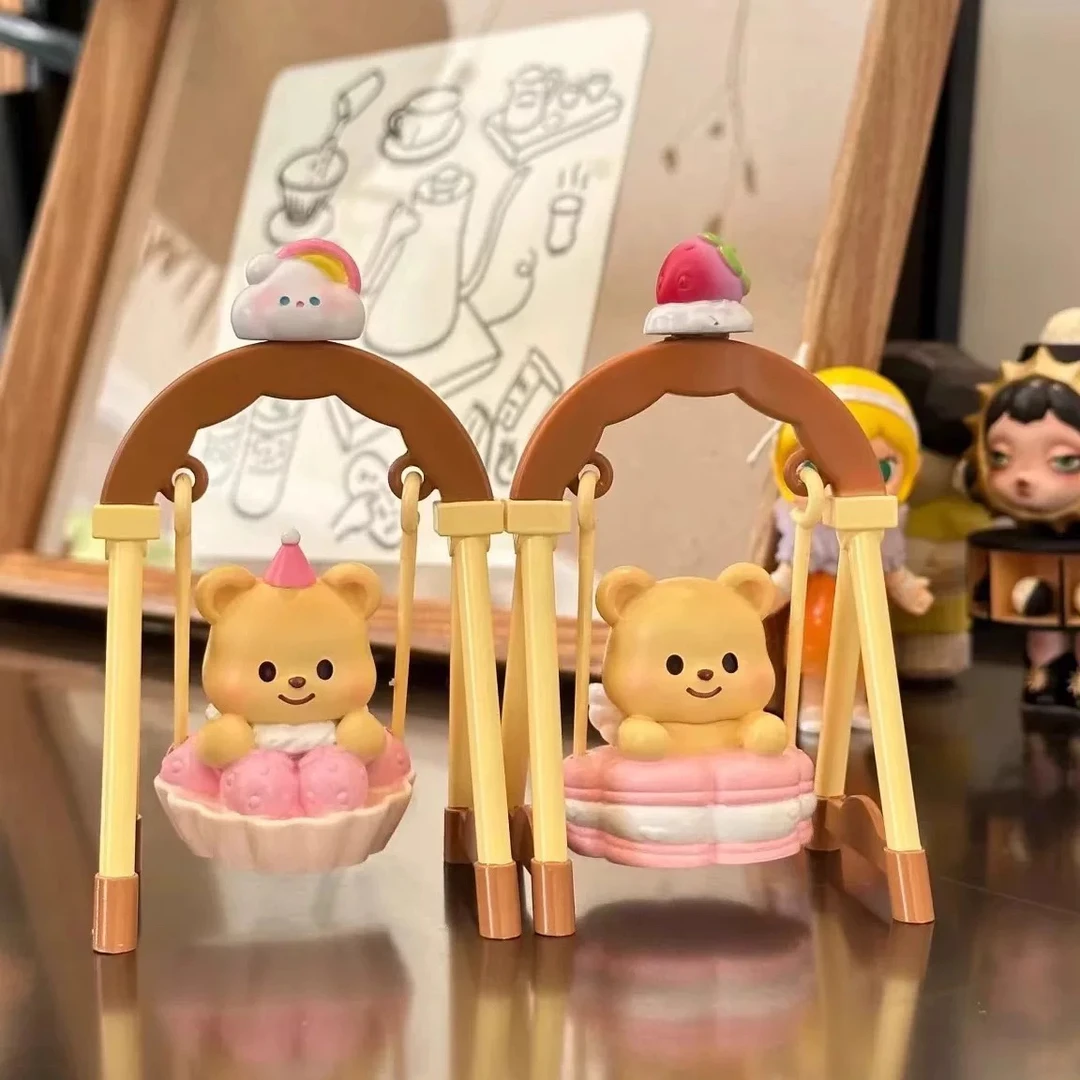 【拆盒】黄油小熊荡秋千盲盒潮玩手办公仔桌面装饰小摆件可爱