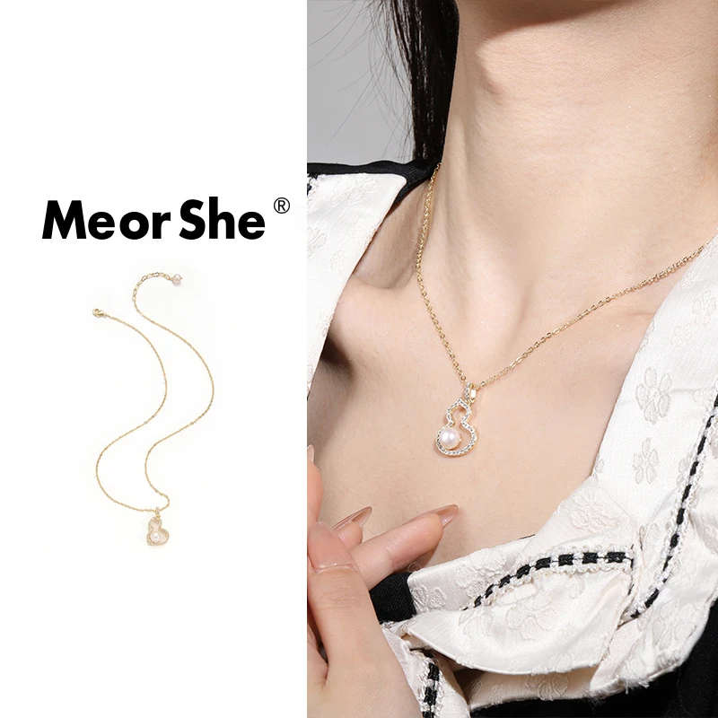 MeorShe 铜合金项链 新中式国风高级感ins小众锁骨链葫芦项链百搭