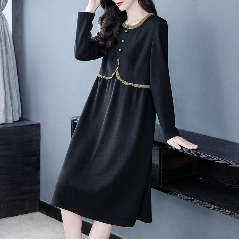 大码女装胖mm洋气拼接木耳边连衣裙碎花连衣裙230801