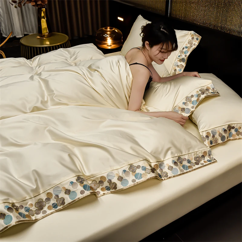 100支新疆长绒棉四件套全棉纯棉高档床上用品被套床单床笠款床单