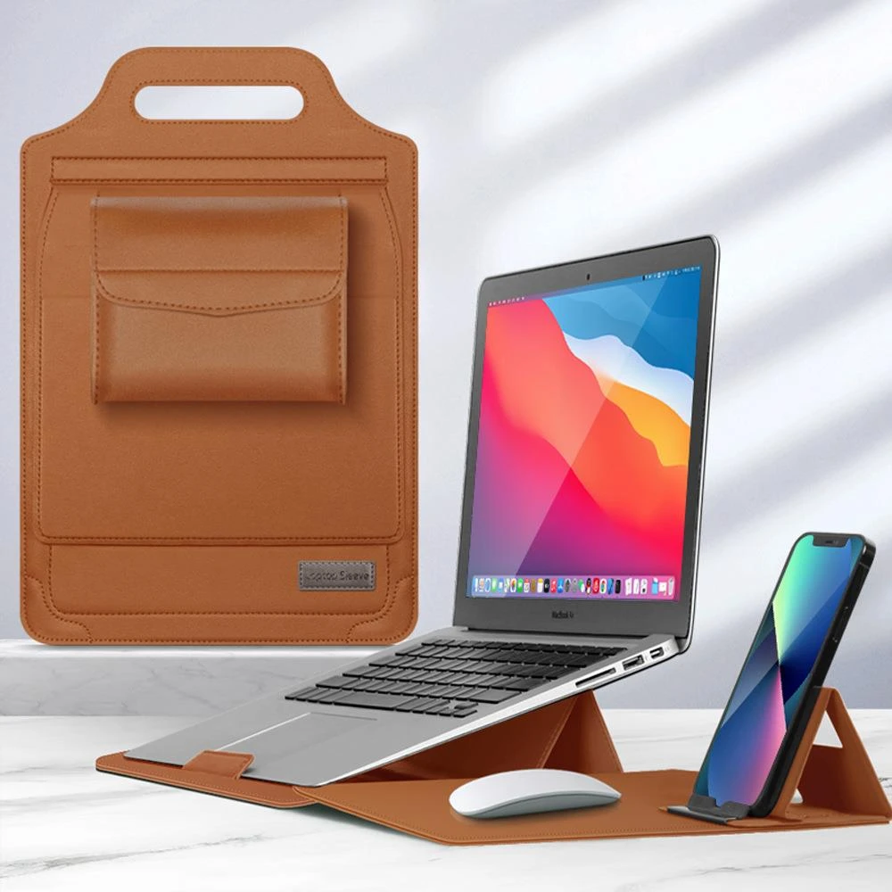 笔记本支架包适用苹果macbook华为PU手提内胆包14寸支架薄电脑包