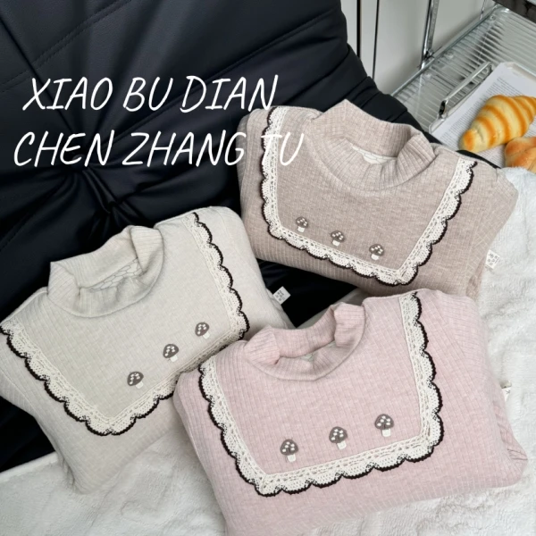 女童新款秋冬加绒加厚打底衫儿童甜美韩系上衣内搭女宝宝外穿长袖