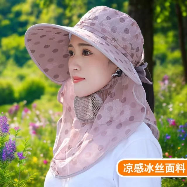 夏天遮阳帽防晒帽女士采茶帽户外防晒帽子遮脸防紫外线